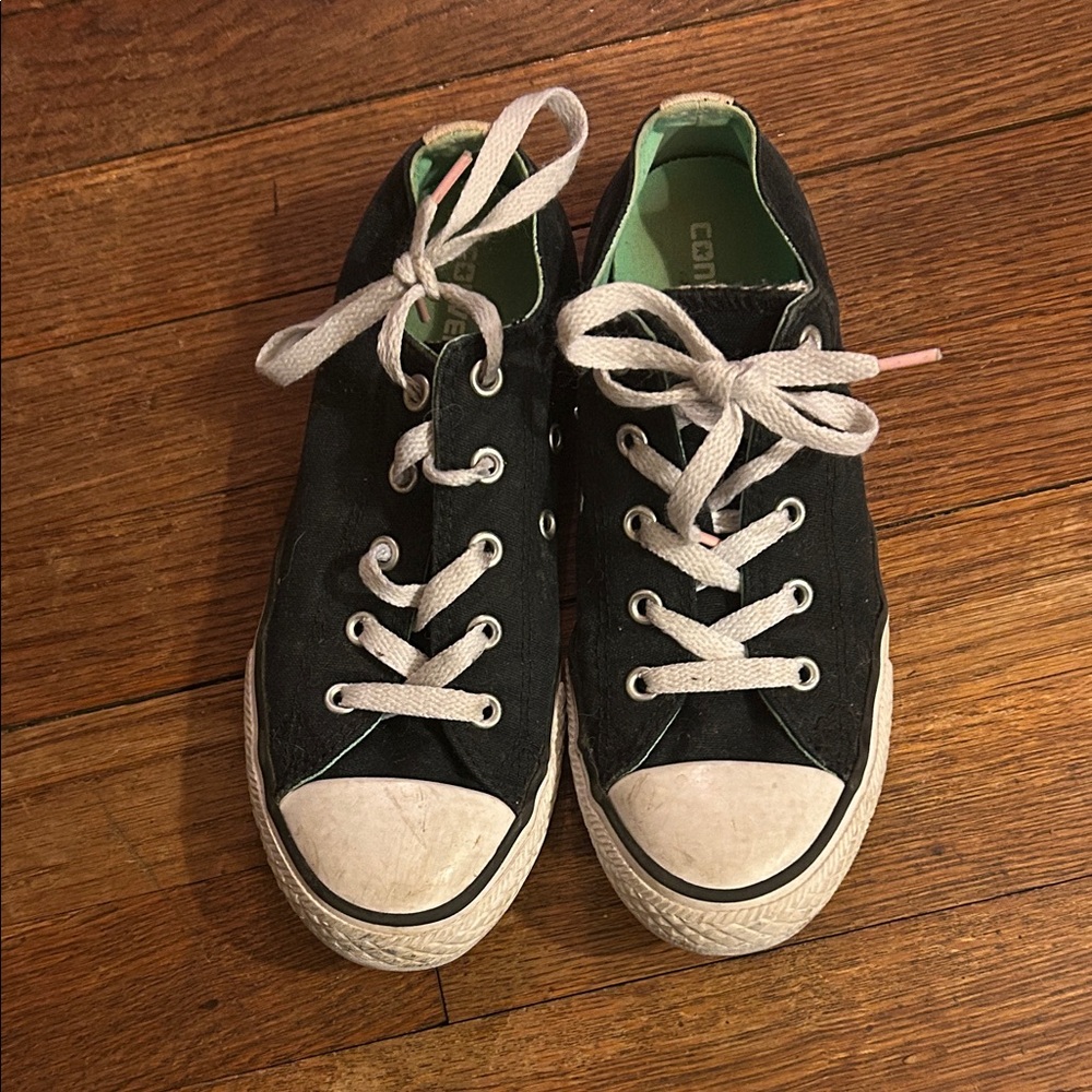 Converse Kids Black Canvas Low-Top Sneakers with White Accents